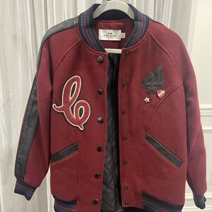 Coach Burgundy Varsity Boyfriend Jacket